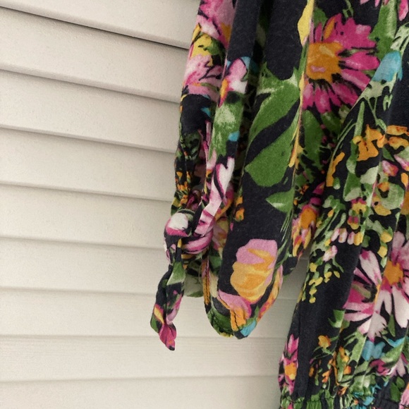 Women's Titi Floral Print on Black, Soft Maxi Dress With Side Slits, Size Small - Picture 3 of 6